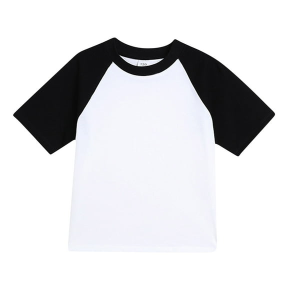 BLVB Toddler Baby Girls Boys Short Sleeve Shirts Raglan Shirt Baseball Tee Cotton T-Shirt for Kids Summer Clothes 12M-15Y