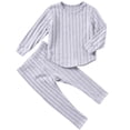 thumbnail image 1 of BLVB Toddler Baby Girls Clothes Set Knit Ribbed Long Sleeve T-Shirts Tops Pants 2PCS Outfits Newborn Kids Spring Fall Clothes, 1 of 6