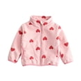 thumbnail image 1 of BLVB Toddler Baby Girls Fleece Jacket Zipper Coats Soft Stand Collar Fall Winter Warm Outerwear with Pockets(Red,1-2 Years), 1 of 5