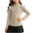 thumbnail image 1 of BLVB Toddler Baby Girls Mock Neck Shirts Long Sleeve Thermal T-Shirt Kids Soft Base Layer Ruffle Pullover Tops(Beige,5-6 Years), 1 of 6