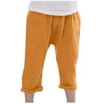 thumbnail image 1 of BLVB Toddler Boy Girl Cotton Linen Capri Pants Summer Casual Basic Plain Soft Trousers Kids Capris 1-11 Years, 1 of 6