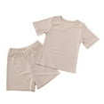 thumbnail image 1 of BLVB Toddler Boy Girl Summer Clothes Ribbed Knit Short Sleeves T-Shirt Tee Tops and Shorts Cute Outfits Lounge Set 1-7 Years, 1 of 3