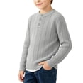 thumbnail image 1 of BLVB Toddler Boy Sweater Long Sleeve Crewneck Kids Knit Outfit Button Pullover Tops Fall Winter Clothes(Gray,7-8Years), 1 of 9