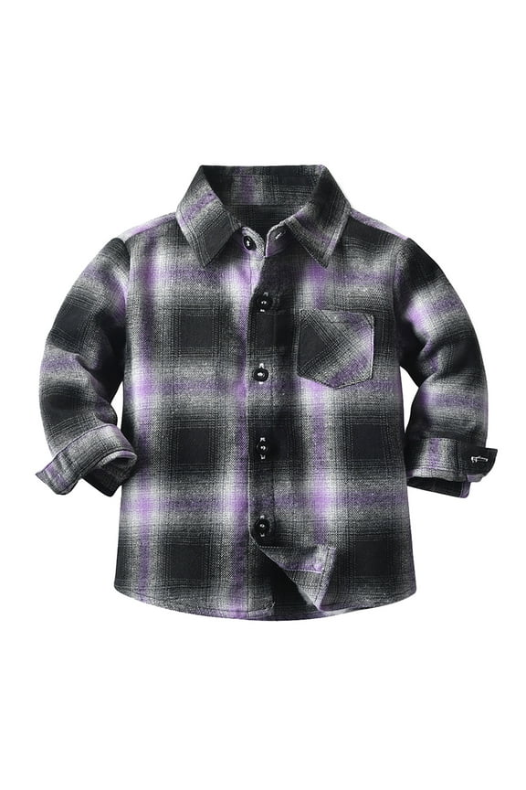 Toddler Boys Girls Button Down Plaid Flannel Shirts Infant Baby Unisex Long Sleeve Tops Coat Spring Fall Clothes