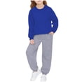 thumbnail image 1 of BLVB Toddler Boys Girls Clothes 2 Piece Fashion Fall Outfits Oversize Pullover Sweatshirt and Sweatpant Kids Jogger Sweatsuit Sets with Pockets, 1 of 7