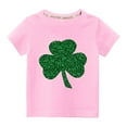 thumbnail image 1 of BLVB Toddler Boys Girls Shamrock Four Leaf Clover St Patricks Day T-Shirt Short Sleeve Crewneck Summer Tee Tops for Kids, 1 of 3