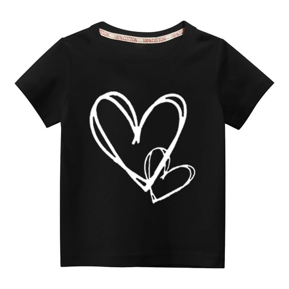BLVB Toddler Boys Girls Valentine's Day T-Shirts Kids Casual Round Neck Heart Printed Short Sleeve Tops Graphic Tees