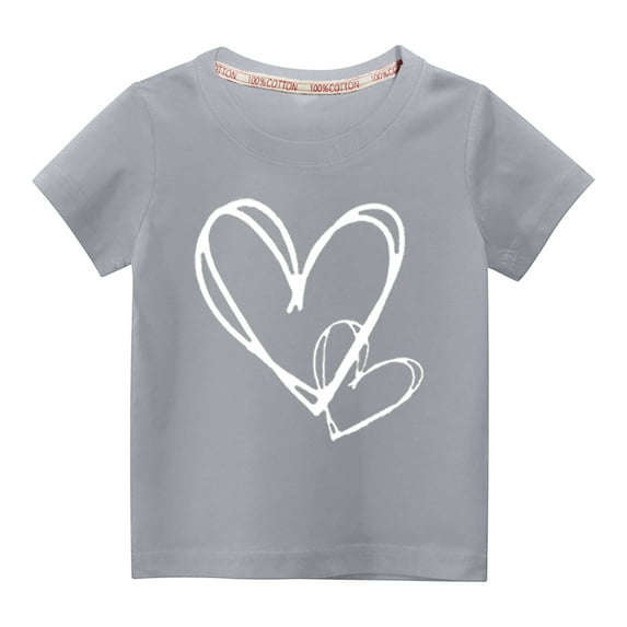 BLVB Toddler Boys Girls Valentine's Day T-Shirts Kids Casual Round Neck Heart Printed Short Sleeve Tops Graphic Tees