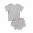 thumbnail image 1 of BLVB Toddler Girls Boys Summer 2 Piece Outfits Casual Ribbed Short Sleeve Tops and Shorts Matching Sets Baby Clothes, 1 of 9