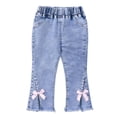 thumbnail image 1 of BLVB Toddler Girls Soft Flare Jeans Kids Little Girls Casual Split Front Stretch Denim Bootcut Pants, 1 of 7