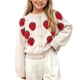 thumbnail image 1 of BLVB Toddler Girls' Sweater Long Sleeve Button down Knit Cardigan Kids Cute Fall Clothes 1-9 Years(Red,1-2Years), 1 of 7