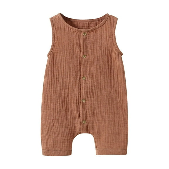 BLVB Toddler Infant Girl Boys One-Piece Jumpsuit Sleeveless Button down Romper Newborn Bodysuit Baby Summer Outfits