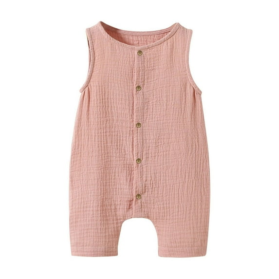 BLVB Toddler Infant Girl Boys One-Piece Jumpsuit Sleeveless Button down Romper Newborn Bodysuit Baby Summer Outfits