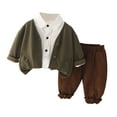 thumbnail image 1 of BLVB Toddler Kids Boys Girls Fall Winter Outfits Long Sleeve Button Down Cardigan + Shirts + Pants 3pcs Clothes Set, 1 of 6