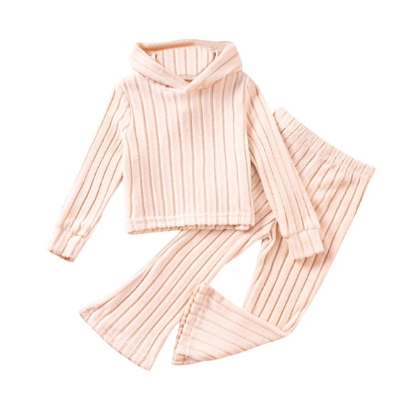 BLVB Toddler Little Girls Sweater Sets Knit Ribbed Long Sleeve Hoodies ...