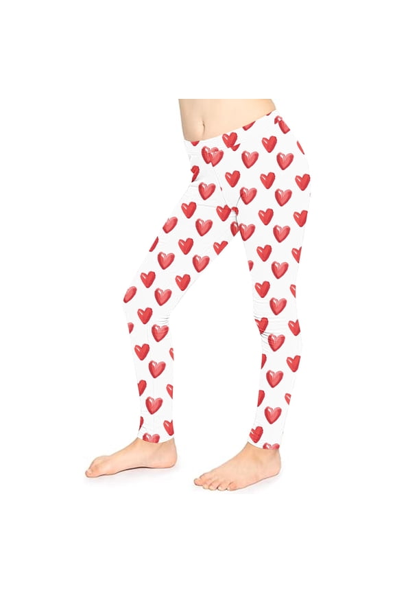 Toddler Little Girls Valentine's Day Leggings Heart Print Stretch High Waist Soft Pants Kids Valentine's Day Outfits 3-8 Years