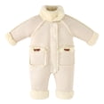 thumbnail image 1 of BLVB Toddler Snow Suit Infant Baby Boys Girls Coats Sherpa Fleece Lined Rompers Long Sleeve Warm Jumpsuit Winter Clothes(Beige,1-2 Years), 1 of 6