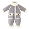 thumbnail image 1 of BLVB Toddler Snow Suit Infant Baby Boys Girls Coats Sherpa Fleece Lined Rompers Long Sleeve Warm Jumpsuit Winter Clothes(Gray,0-6 Months), 1 of 6