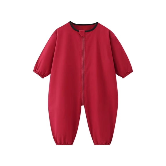 BLVB Toddler Waterproof Coverall One-Piece Rain Suits Baby Boy Girl Long Sleeve Zipper Jumpsuits Rompers(Red,18-24 Months)