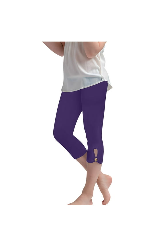 Toddlers Girls Capri Leggings 3/4 Pants Basic School Sports Dance Pants Kids Cropped Summer Leggings Age 3-14