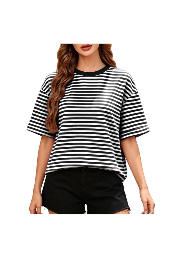 Tops for Women Trendy Half Sleeve Dressy Casual Blouses Trendy Crewneck Back Tie Knot T Shirts Summer Clothes