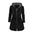 thumbnail image 1 of BLVB Trench Coat for Women 2023 Lightweight Windbreaker Color Block Full Zip Hooded Jackets Outwear Drawstring Waist, 1 of 5