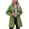 thumbnail image 1 of BLVB Trench Coat for Women 2024 Lightweight Windbreaker Color Block Full Zip Hooded Jackets Outwear Drawstring Waist, 1 of 7