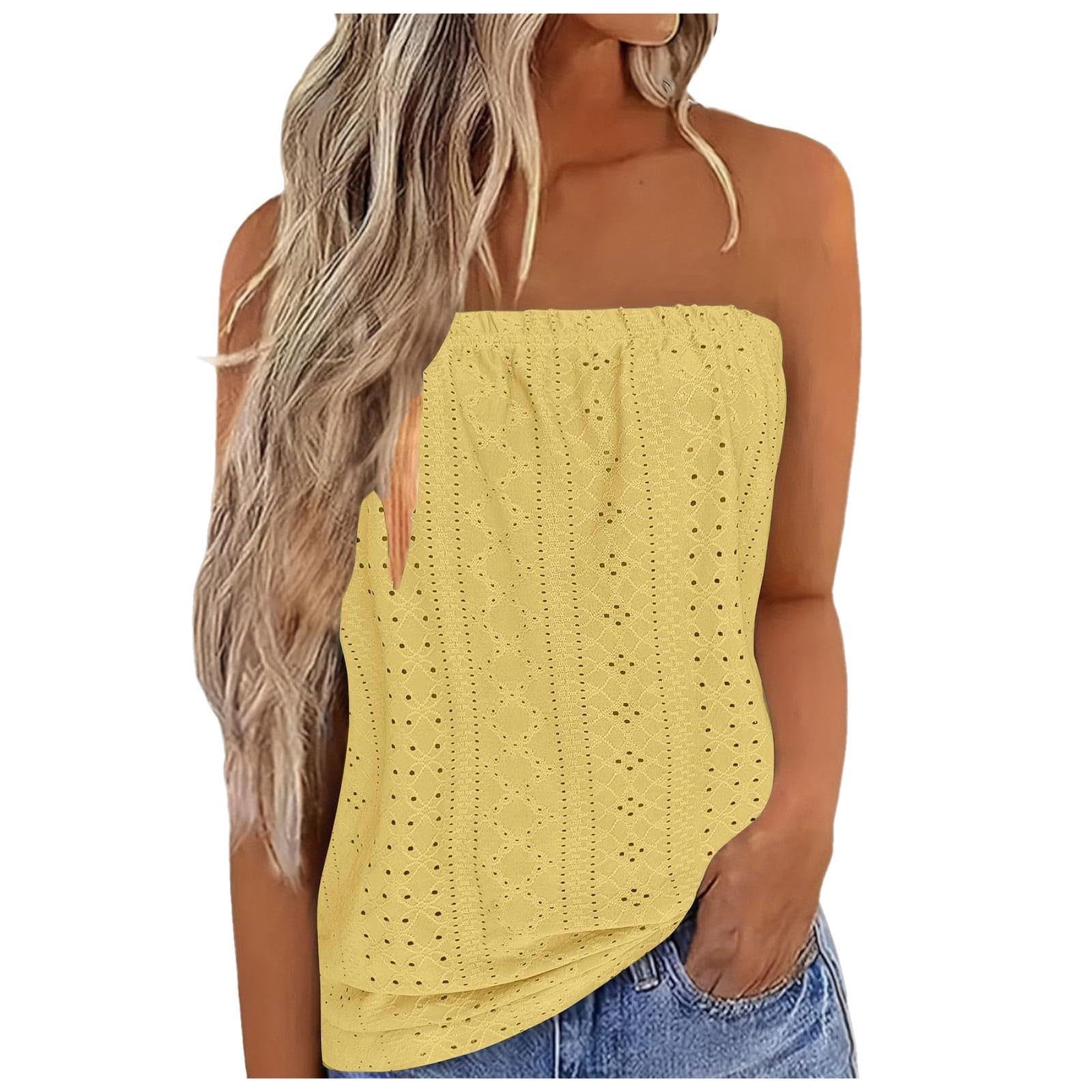 yellow tube top with straps
