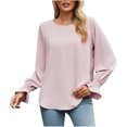 thumbnail image 1 of BLVB Tunic Tops for Women Crew Neck Long Sleeve Spring Fall Shirts Solid Casual Loose Fit Ladies Dressy Blouses, 1 of 8