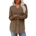 thumbnail image 1 of BLVB Tunic Tops for Women Loose Fit Dressy Ribbed Knit Long Sleeve Shirts Trendy Fall Fashion V Neck Sweaters Curved Hem, 1 of 6