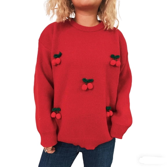 BLVB Ugly Christmas Sweater Women Crewneck Cute Knitted Sweater Pullover for Holiday Party Christmas Gifts for Women