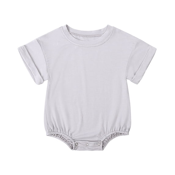 BLVB Unisex Baby Boy Girl Clothes Infant Summer T-Shirt Bodysuit Romper Newborn Baby Plain Short Sleeve Jumpsuit(Gray,3-6 Months)