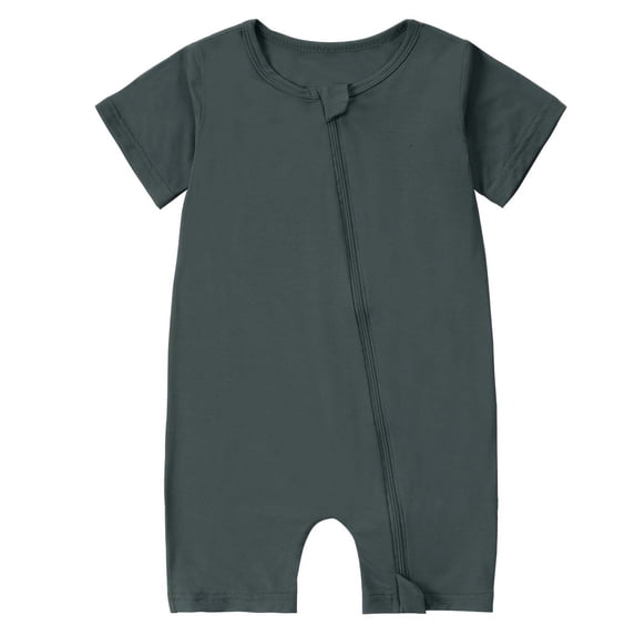 BLVB Unisex Baby Pajamas Short Sleeve Zipper Romper Newborn Infant Boys Girls Comfy Jumpsuit Clothes Sets(Dark Gray,18-24 Months)