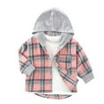 thumbnail image 1 of BLVB Unisex Kids Plaid Shirts Toddler Boy Girl Button down Long Sleeve Hoodie Jacket Fall Winter Clothes 2-13 Years, 1 of 4