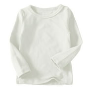 BLVB Unisex Kids Soft Long-Sleeve T-Shirts Solid Color Basic Tops Crewneck Tees Toddler Boys Girls Clothes