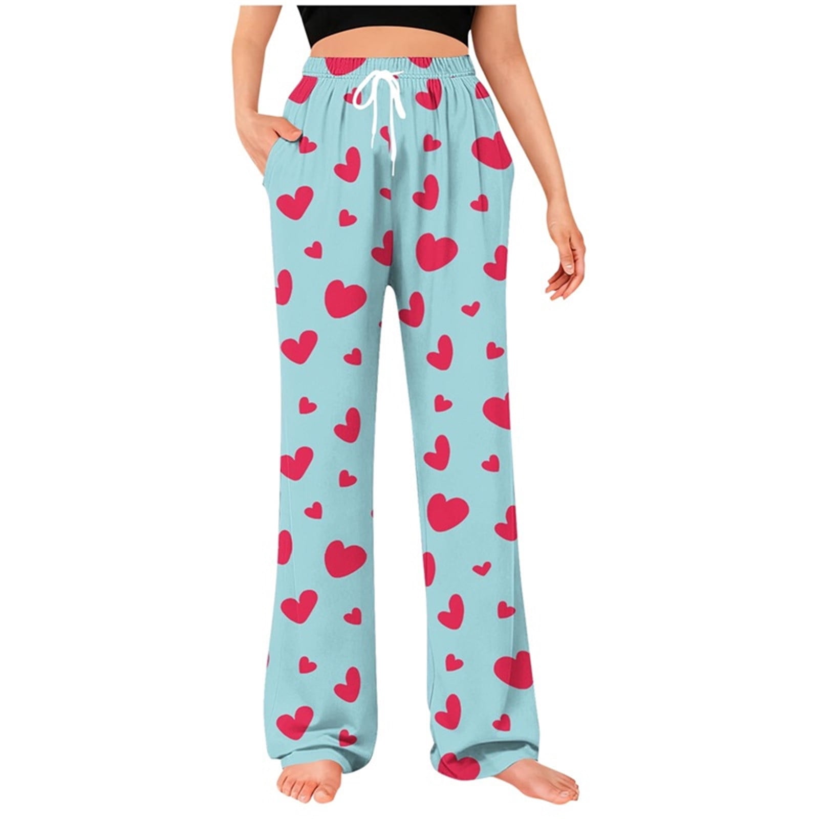 BLVB Unisex Mens Womens Cute Heart Print Pj Pants Valentine's Day ...