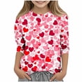thumbnail image 1 of BLVB Valentine's Day Shirt for Girls Heart Graphic T-Shirts Cute Tee Valentine Gift Crewneck Tees Tops 3-12 Years, 1 of 5