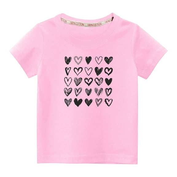 BLVB Valentine's Day Shirts Boys Girls Cute Heart Graphic T-Shirt Casual Short Sleeve Tee Tops for Toddler Kids