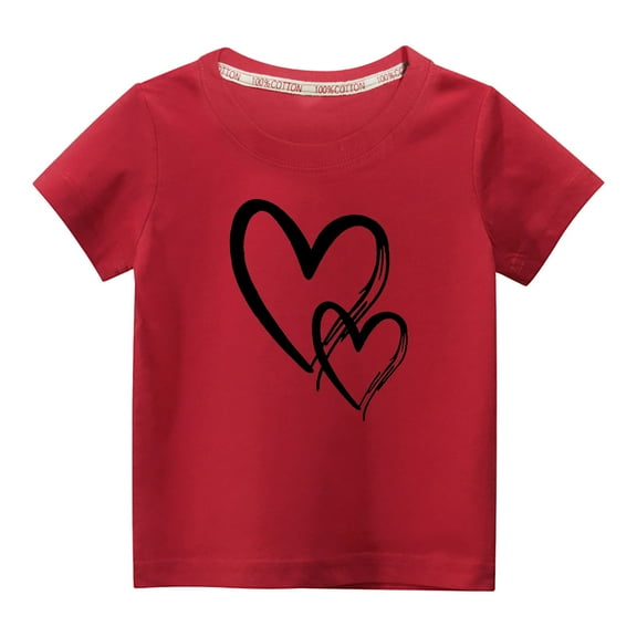 BLVB Valentine's Day Shirts Boys Girls Cute Heart Graphic T-Shirt Casual Short Sleeve Tee Tops for Toddler Kids