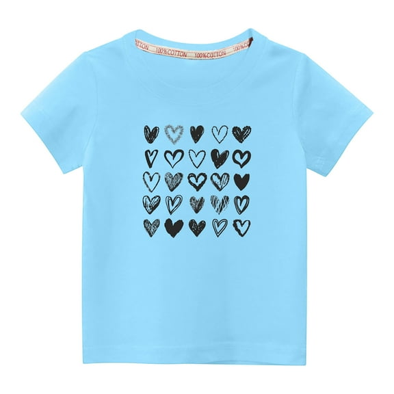 BLVB Valentine's Day Shirts Boys Girls Cute Heart Graphic T-Shirt Casual Short Sleeve Tee Tops for Toddler Kids