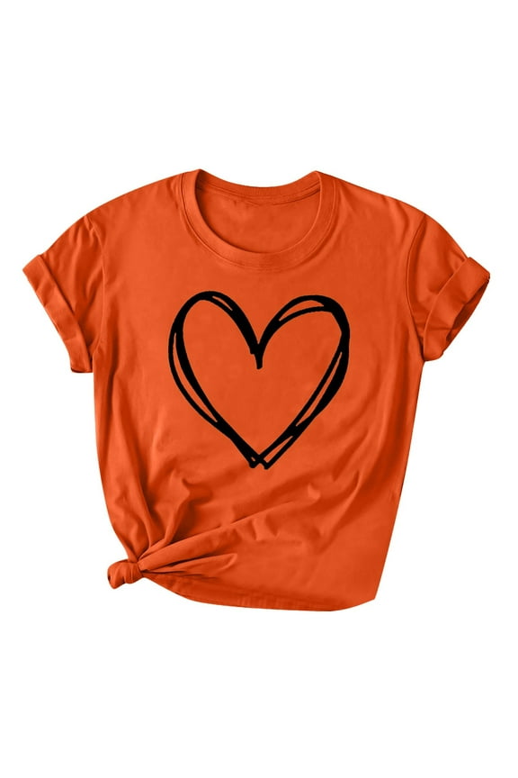 Valentine's Day Shirts for Women Heart Cute Graphic T Shirts Casual Short Sleeve Summer Tops Tee Gifts for Her