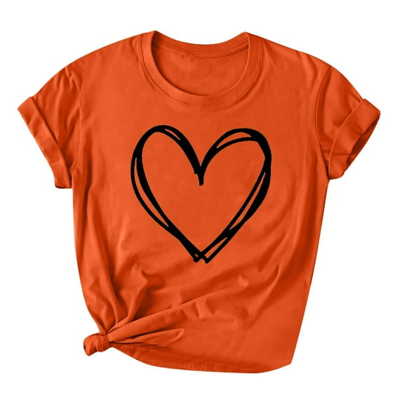 BLVB Valentine's Day Shirts for Women Heart Cute Graphic T Shirts Casual Short Sleeve Summer Tops Tee Gifts for Her