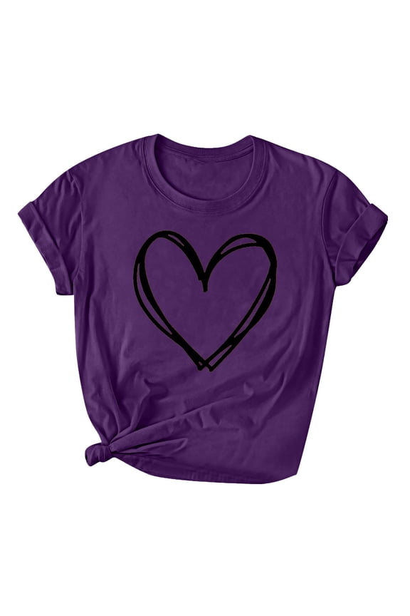 Valentine's Day Shirts for Women Heart Cute Graphic T Shirts Casual Short Sleeve Summer Tops Tee Gifts for Her