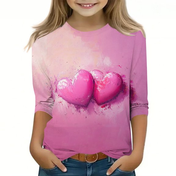 BLVB Valentines Day Shirt for Boys Girls Valentine Heart Graphic Tshirts Kids Valentine's Day Outfit Love Tee Tops 3-12T