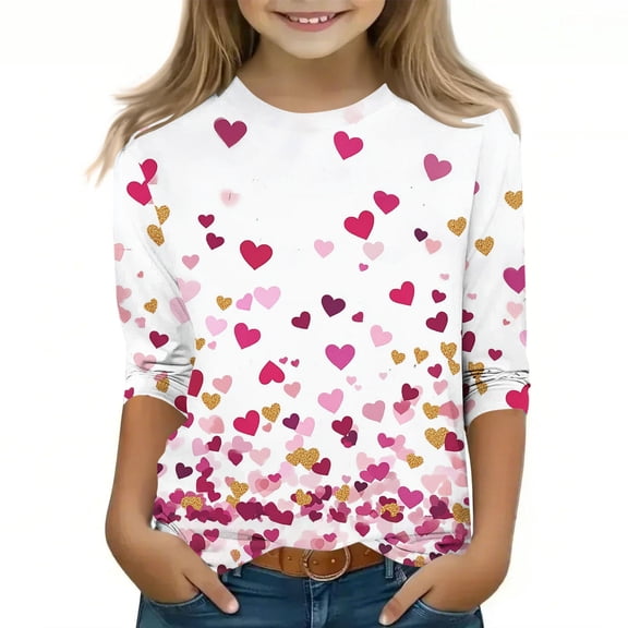 BLVB Valentines Day Shirt for Boys Girls Valentine Heart Graphic Tshirts Kids Valentine's Day Outfit Love Tee Tops 3-12T
