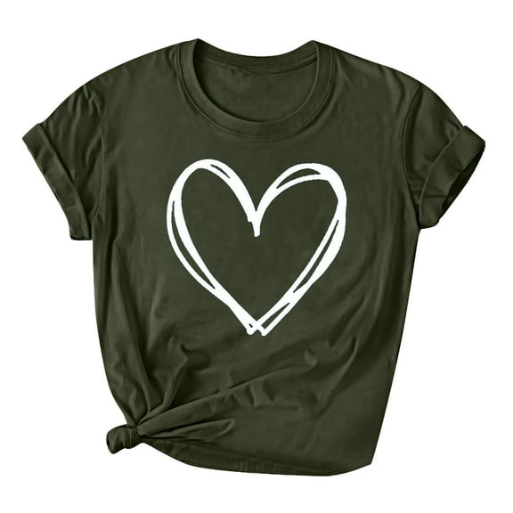 BLVB Valentines Day Shirts Women Cute Heart Graphic Tees Shirts Valentines Gifts Short Sleeve Crewneck Tee Tops
