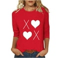 thumbnail image 1 of BLVB Valentines Day Shirts Women Cute Heart Shirt Casual Valentines Shirts for Women 3/4 Sleeve Crewneck Graphic Tees Tops, 1 of 5