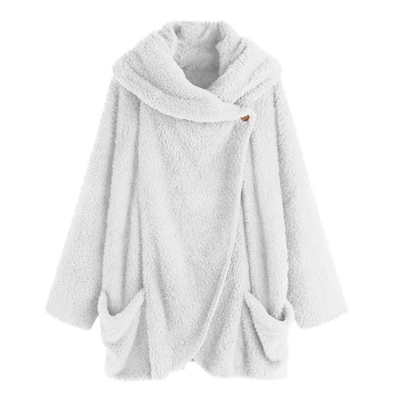 BLVB Warm Fleece Jackets for Women Fuzzy Lapel Casual Coats Cardigan Sweaters Winter Outerwear with Pockets