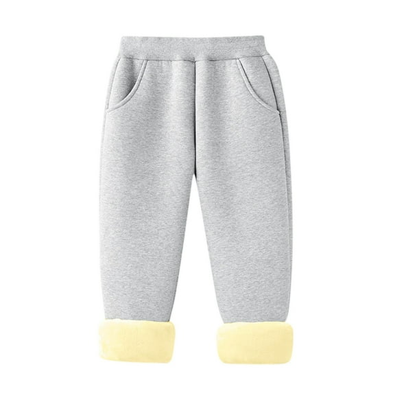 BLVB Warm Sherpa Boys Girls Sweatpants Fleece Lined Winter Jogger Pants with Pockets for Unisex Kids 3-15 Years