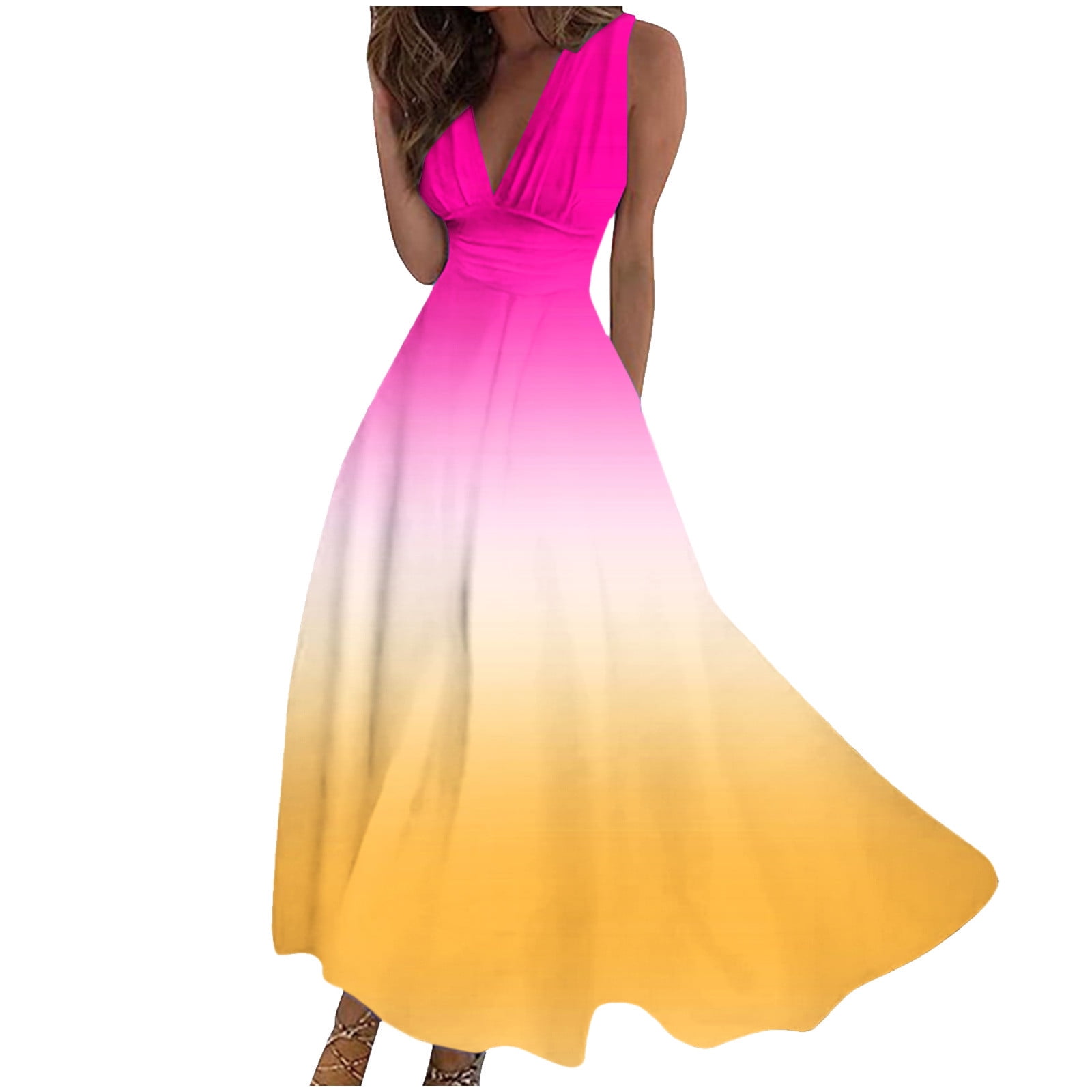 Long Maxi Dress for Women, Summer Sun Dresses with Pockets Spaghetti Strap  Sleeveless Floral Casual Wedding Guest Dresses # Clearance Items Under 5  Dollars Under 20.00 Dollar Items For Women #2 